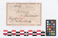 Etikett zu Bronzemelonenarmreif (NHMW-PRAE-026497)